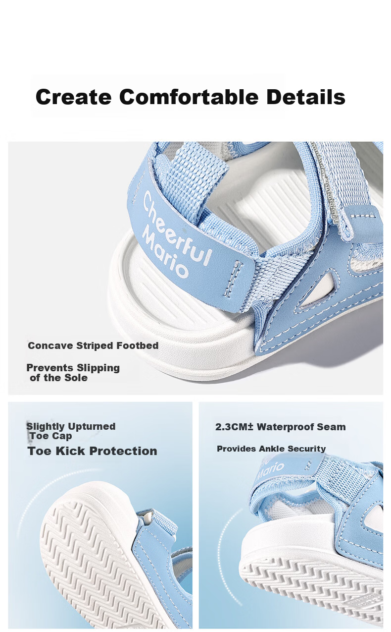 Cheerful Mario Kids Summer Sandals Boys Girls Outdoor Soft Sole 2026 New Breathable Casual Korean Style Toddler Shoes 7