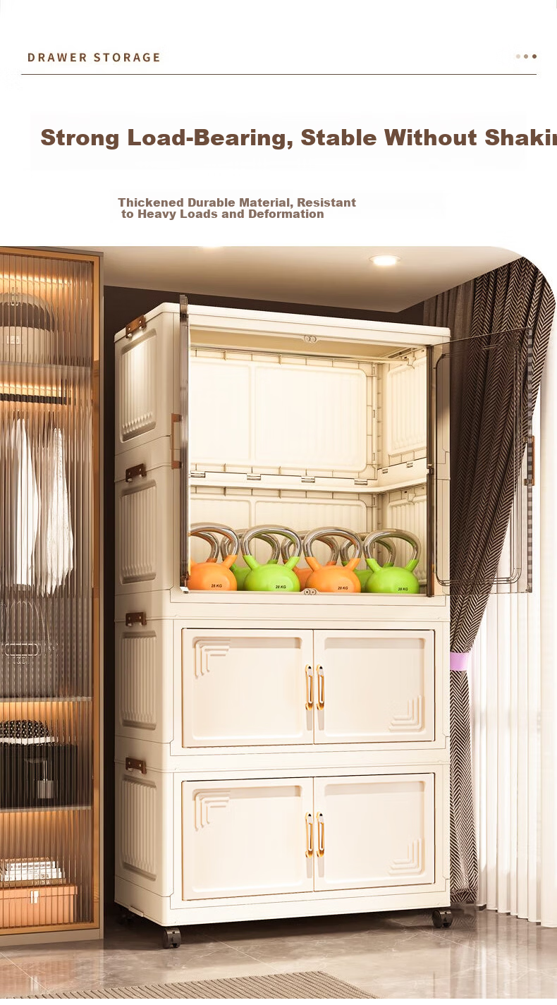 Quanpinwu Children's Wardrobe Easy No-Assembly Baby Clothes Storage Cabinet Bedroom Plastic Storage Cabinet Household Shelving Unit 3