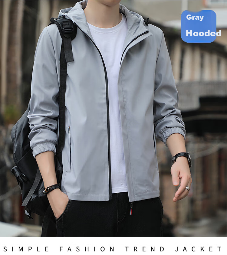 ROMON Fleece-Lined Jacket Men Autumn Winter Warm Business Casual Stand Collar Gray L 10
