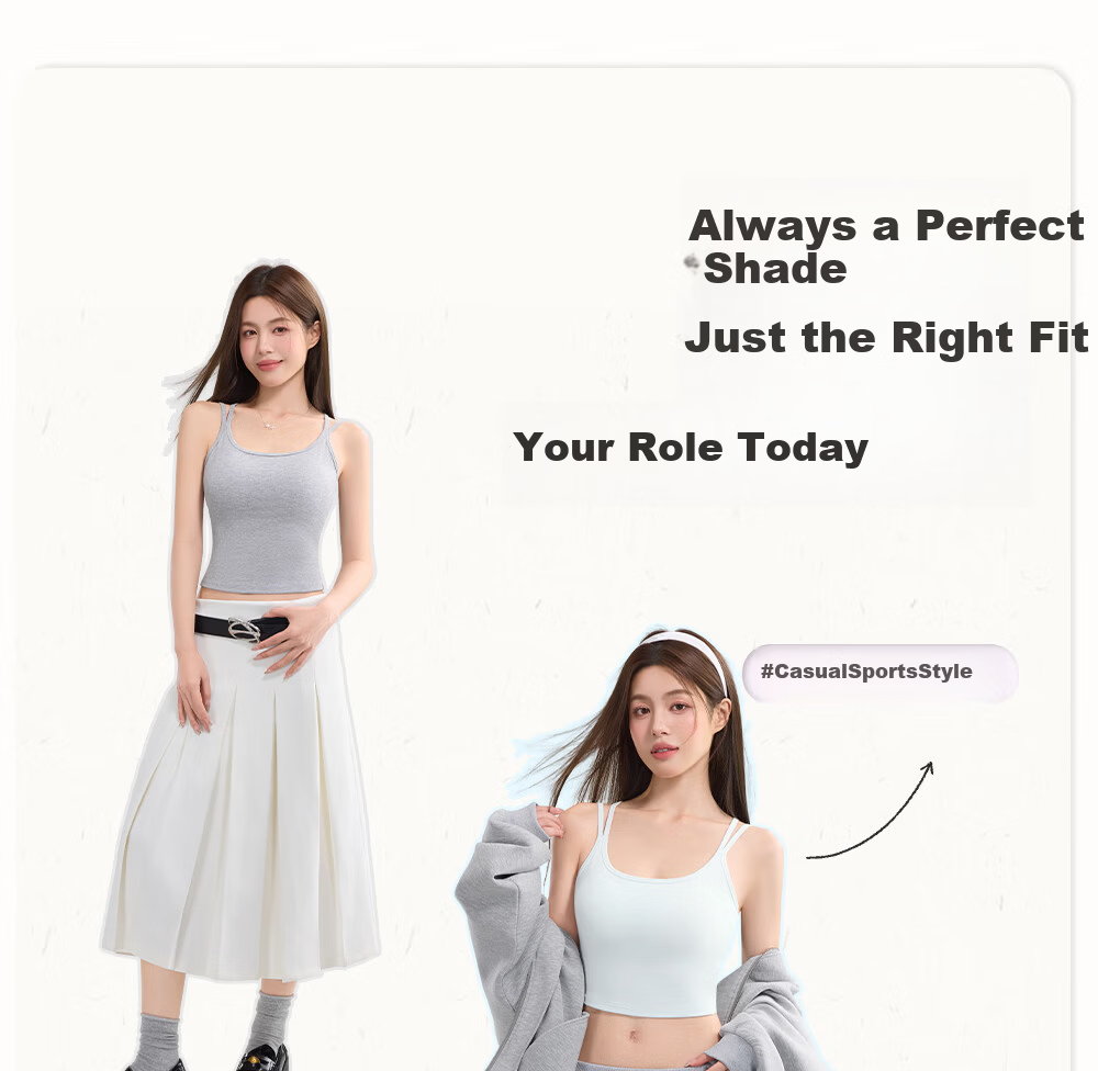 SecretWorld Zhao Jinmai Style Women's Camisole with Chest Pad, Bra-Free Integrated Back Design, White Outerwear and Innerwear 45