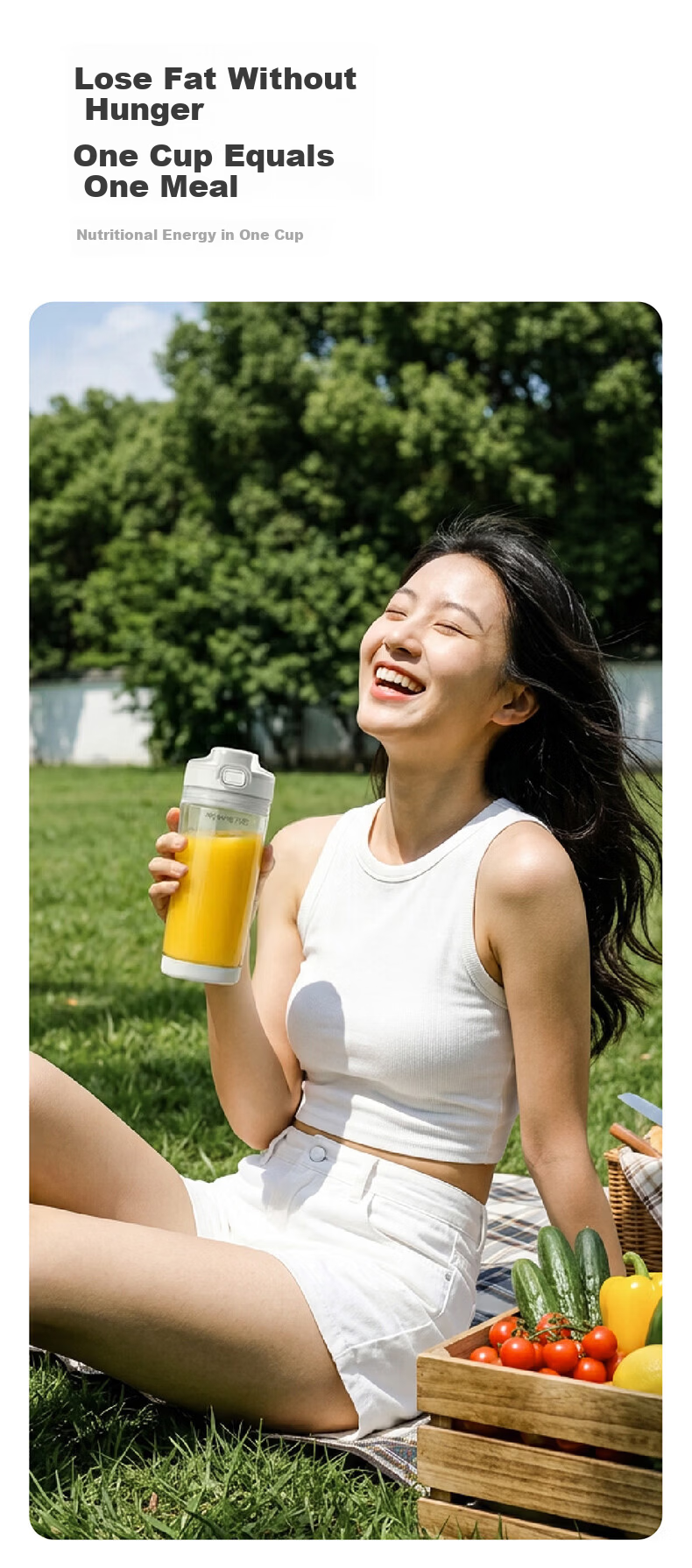 Joyoung Juicer Cup Slim Waist Small Blender Fruit and Vegetable Juice Smoothie Food Processor Home Camping Rechargeable Wireless Portable Juicer LJ670 Blue 5