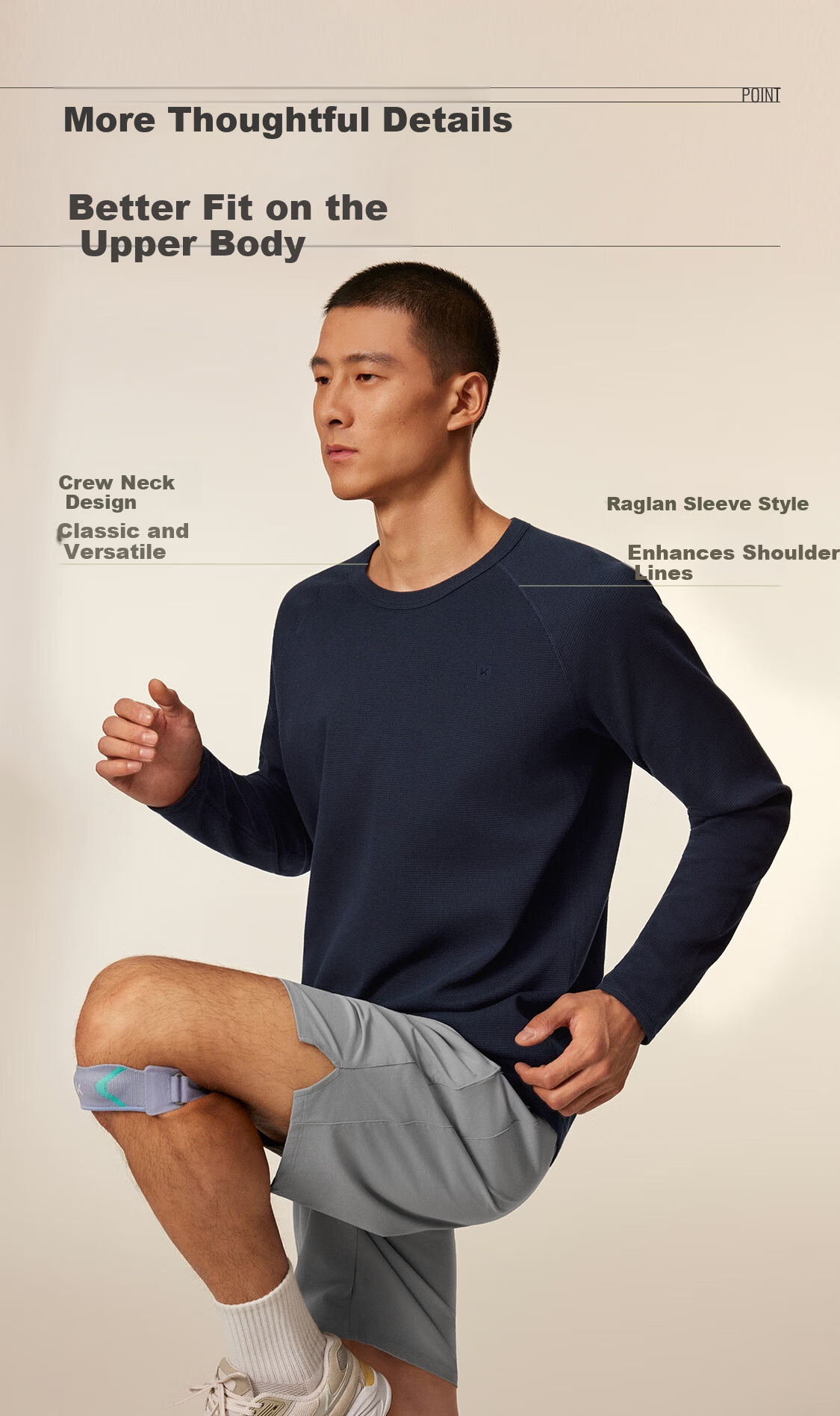 Keep Men's Sports T-Shirt Autumn Winter Fitness Waffle Breathable Anti-Pilling Textured Running T-Shirt K100 Roaming Home 8693 7