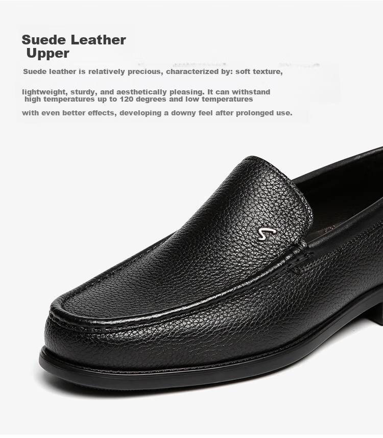SATCHI Men's High-Grade Suede Leather Comfortable Business Casual Shoes 402322258Z Black Size 40 2