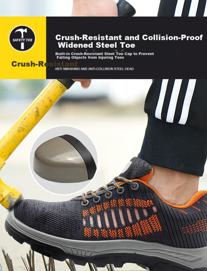 SHENGLI Work Safety Shoes Anti-Smash Anti-Puncture Anti-Static Breathable Odor-Resistant Flyknit Steel Toe Safety Shoes F336 Size 45 3