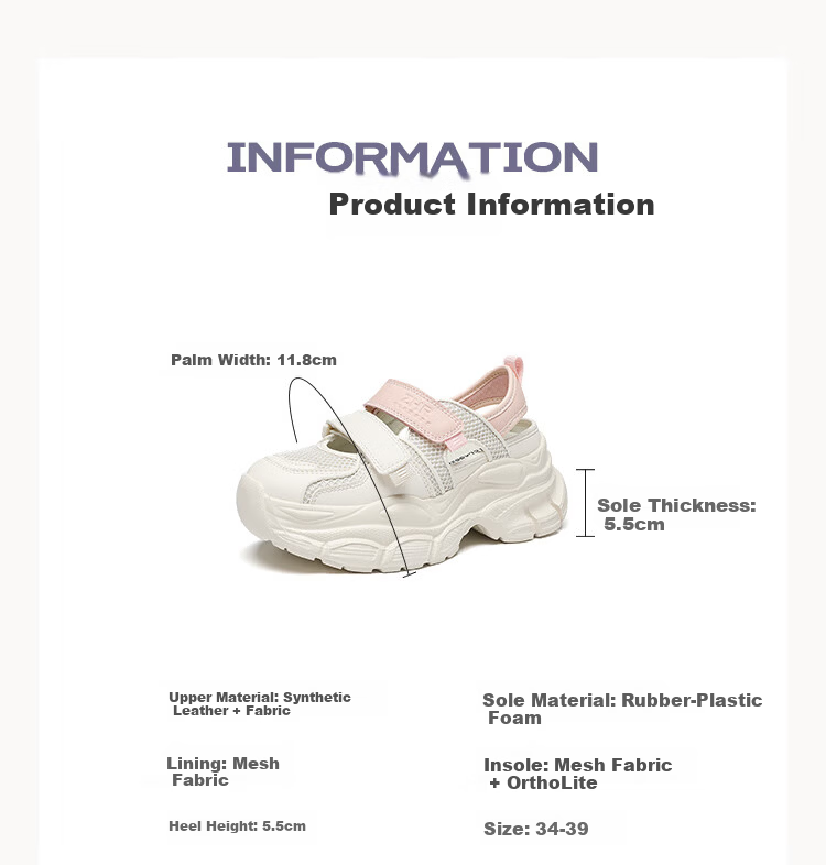 ZHR Zese Women's Summer Thick-Soled Mesh Sports Sandals Breathable Outdoor Casual Dad Shoes G778 Beige Pink Size 39 8