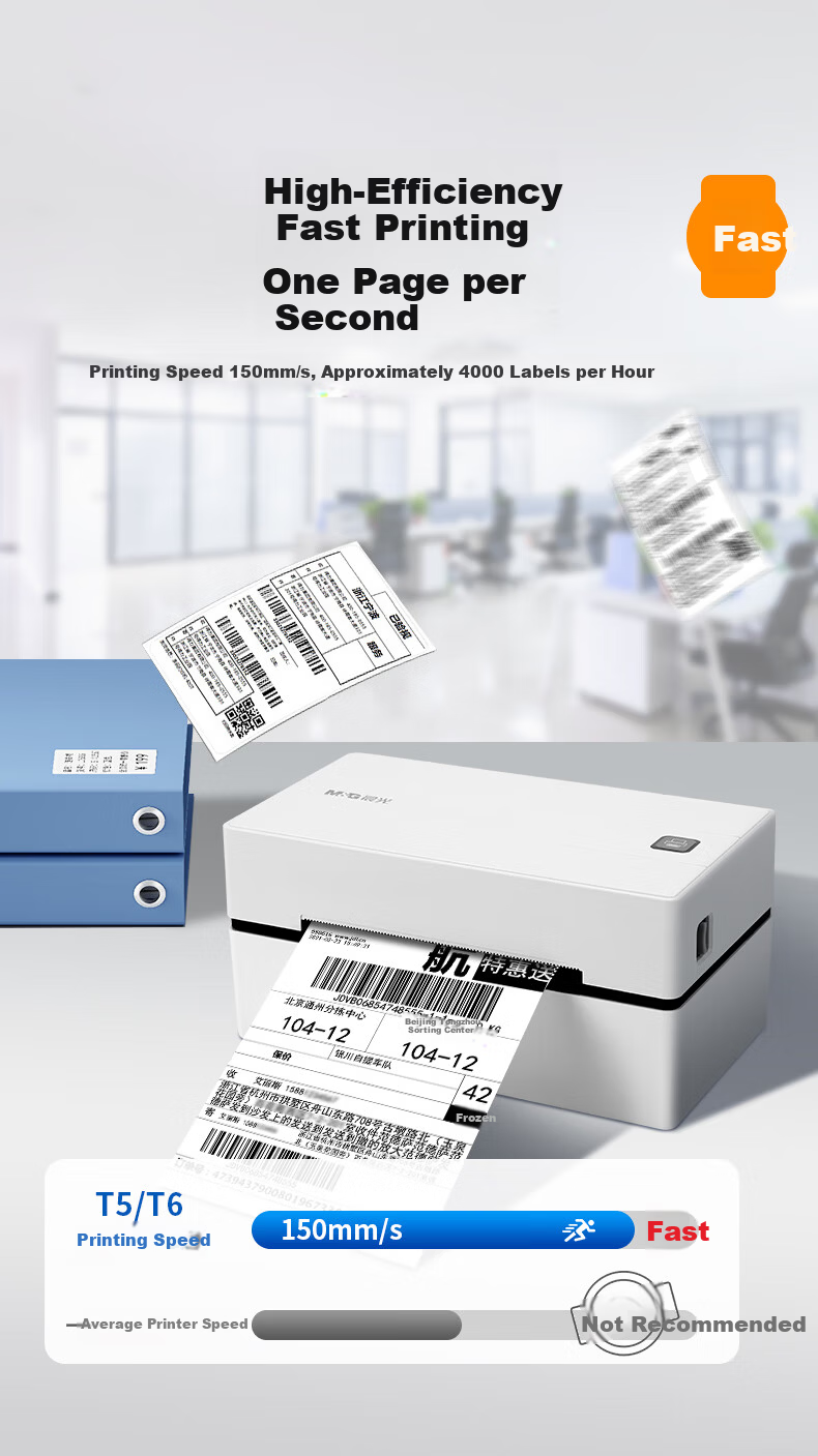 M&G AEQ918T6 Express Printer High-Speed Warehouse Logistics Shipping Label Thermal Barcode Label Printer for E-commerce Commercial Office Mobile Compatible 12