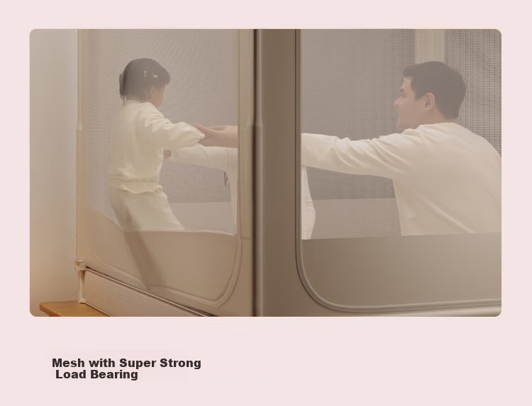 MUJI Anti-Fall Mosquito Net Class A Canopy with Bottom Skirt and Fence for Baby and Children, Home Use Three-Door 1.8x2m Bed Coconut White 2