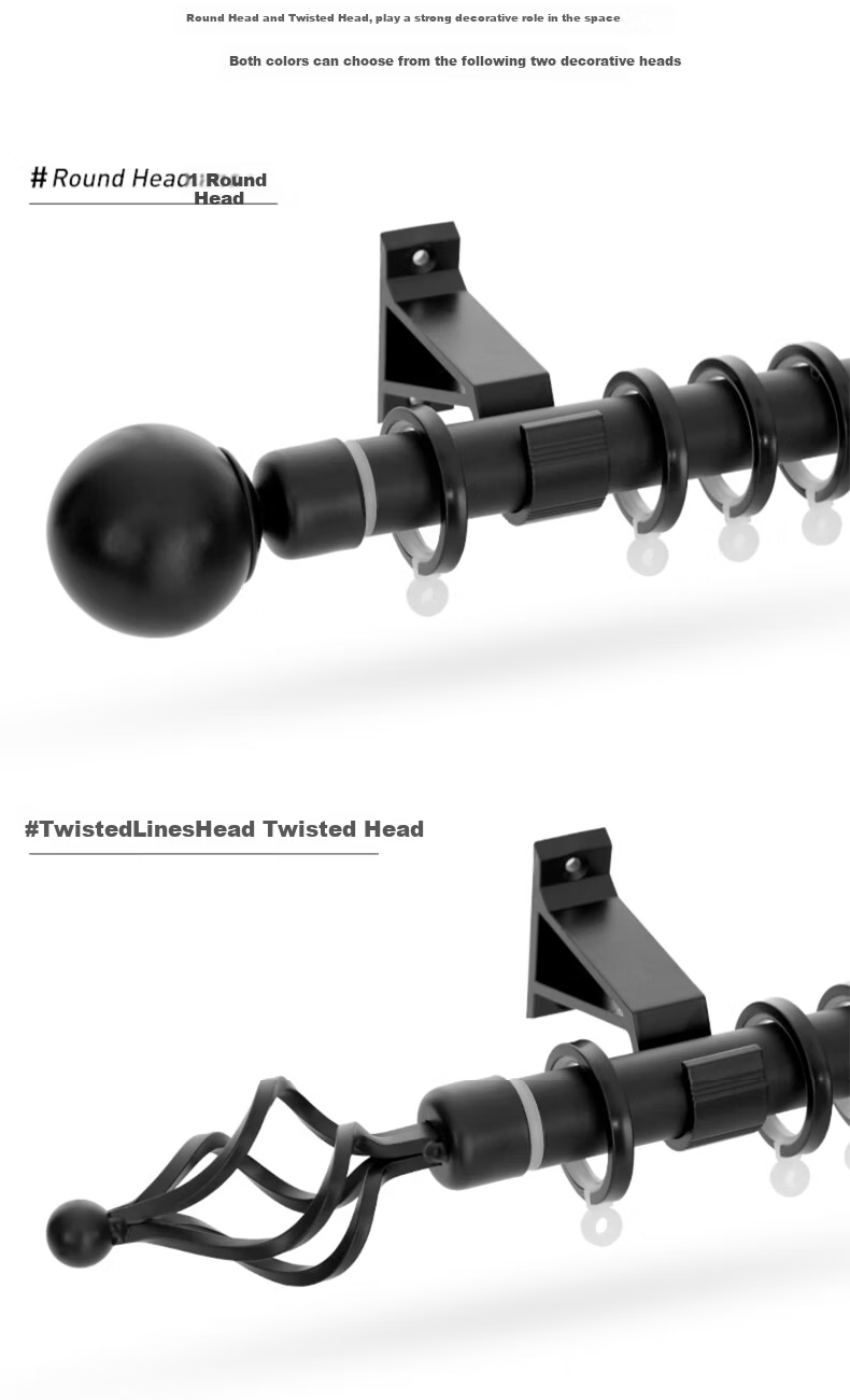 Mutang Telescopic Roman Curtain Rod Thickened Aluminum Alloy Curtain Track Top-Mounted Drilled 1.18-2.06M 6