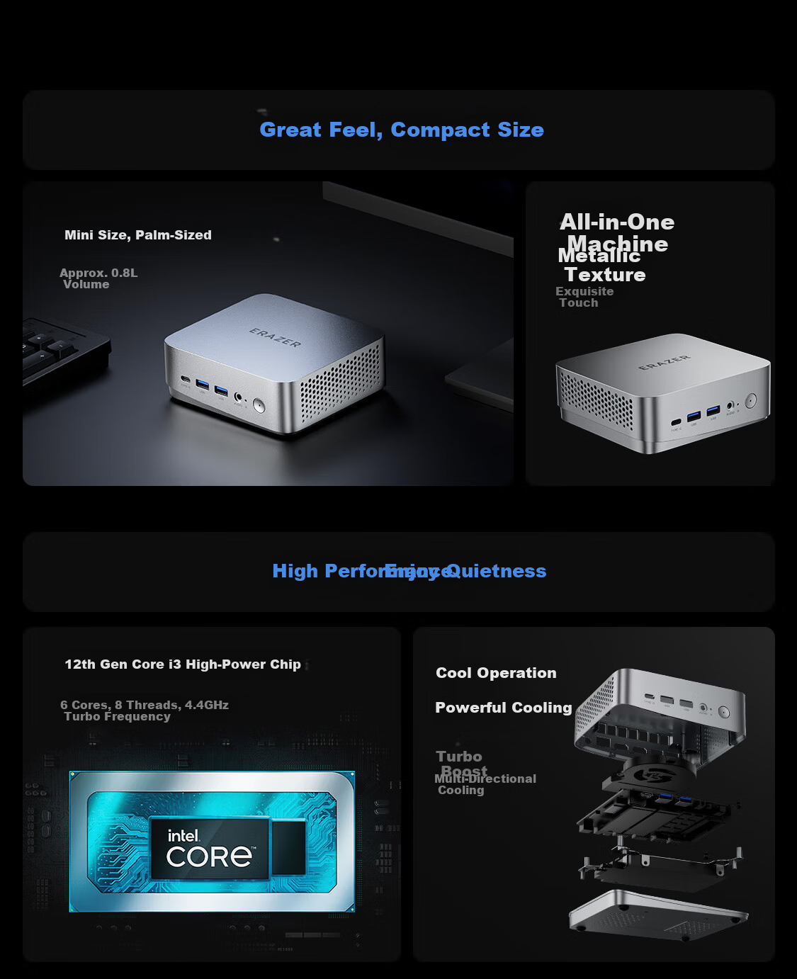 Yinengzhe Lenovo Ecosystem D70 Mini Mini PC High-Performance Business Office Computer (I3-1215U 12G 256G) 2