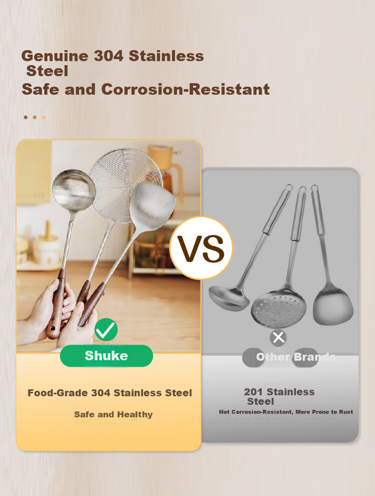 Shuke Stainless Steel Soup Ladle Hot Pot Skimmer High Temperature Resistant Integrated Oil Strainer Spoon Filter Mesh Scoop 7