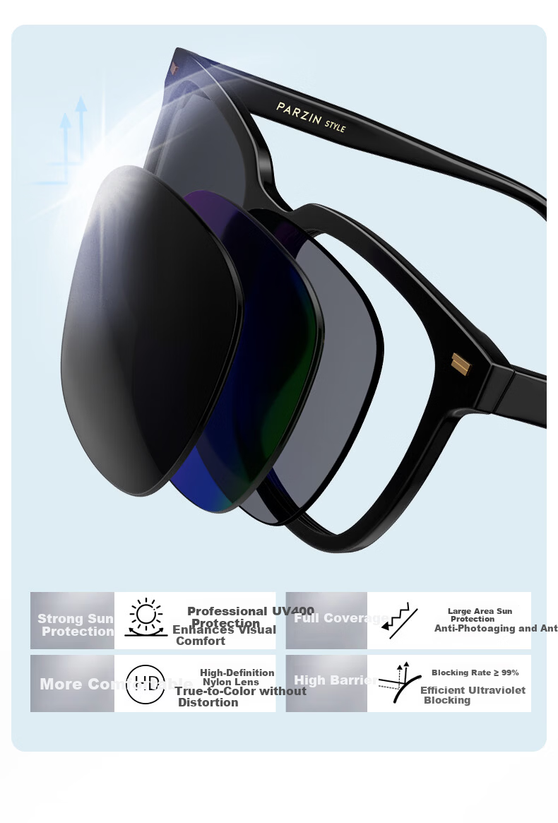 PARZIN Polarized Sunglasses Women [Zhou Ye Same Style] Black Oversized Square Face Slimming Glasses UV Protection Driving Sunglasses Men Gift 7