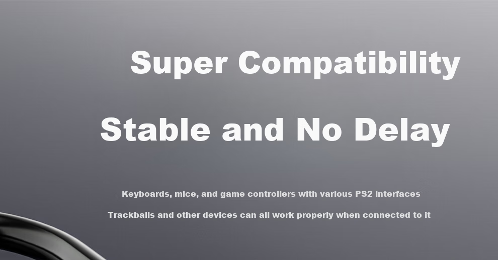 BURLEFRAN USB to PS2 Mouse Keyboard Adapter Cable USB Male to PS2 Female Round Connector Driver-Free Black 4
