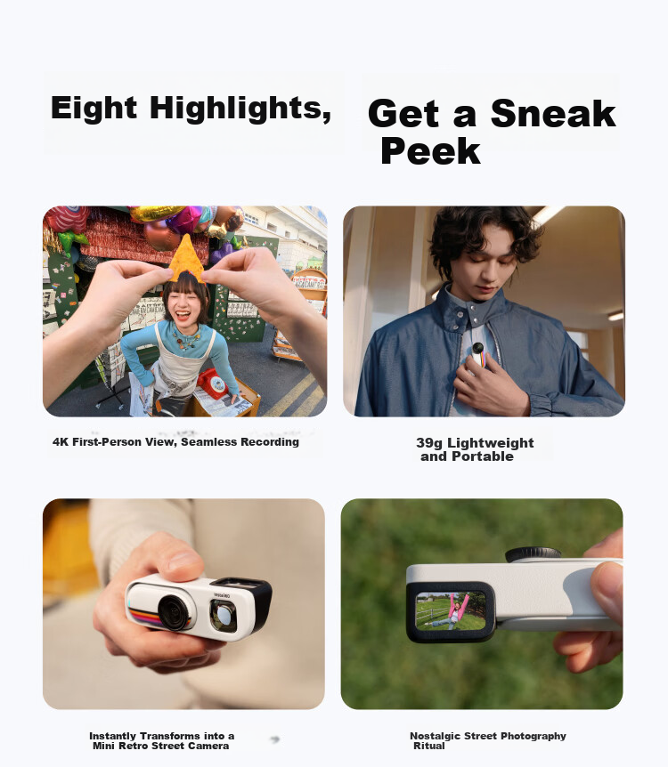 Insta360 GO 3S Vintage Player Limited Edition 4K Thumb Camera Trendy Street Photography Inspiration White 64GB 3