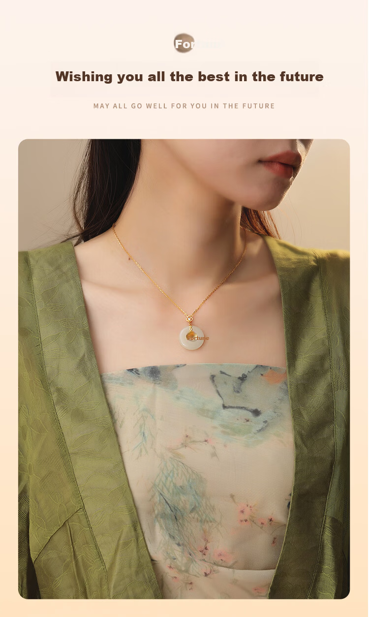 Qike Natural Pearl Necklace with Peace Buckle And Hetian Jade Pendant, Authentic Practical Gift for Wife Or Girlfriend on Valentine's Day 15