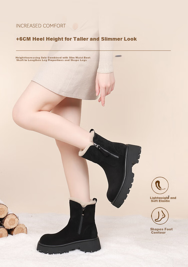 Red Dragonfly Women's Winter Snow Boots Fleece Lined Warm Cotton Shoes Versatile Outdoor Thick Sole Martin Boots WLC456221R Black Size 35 5