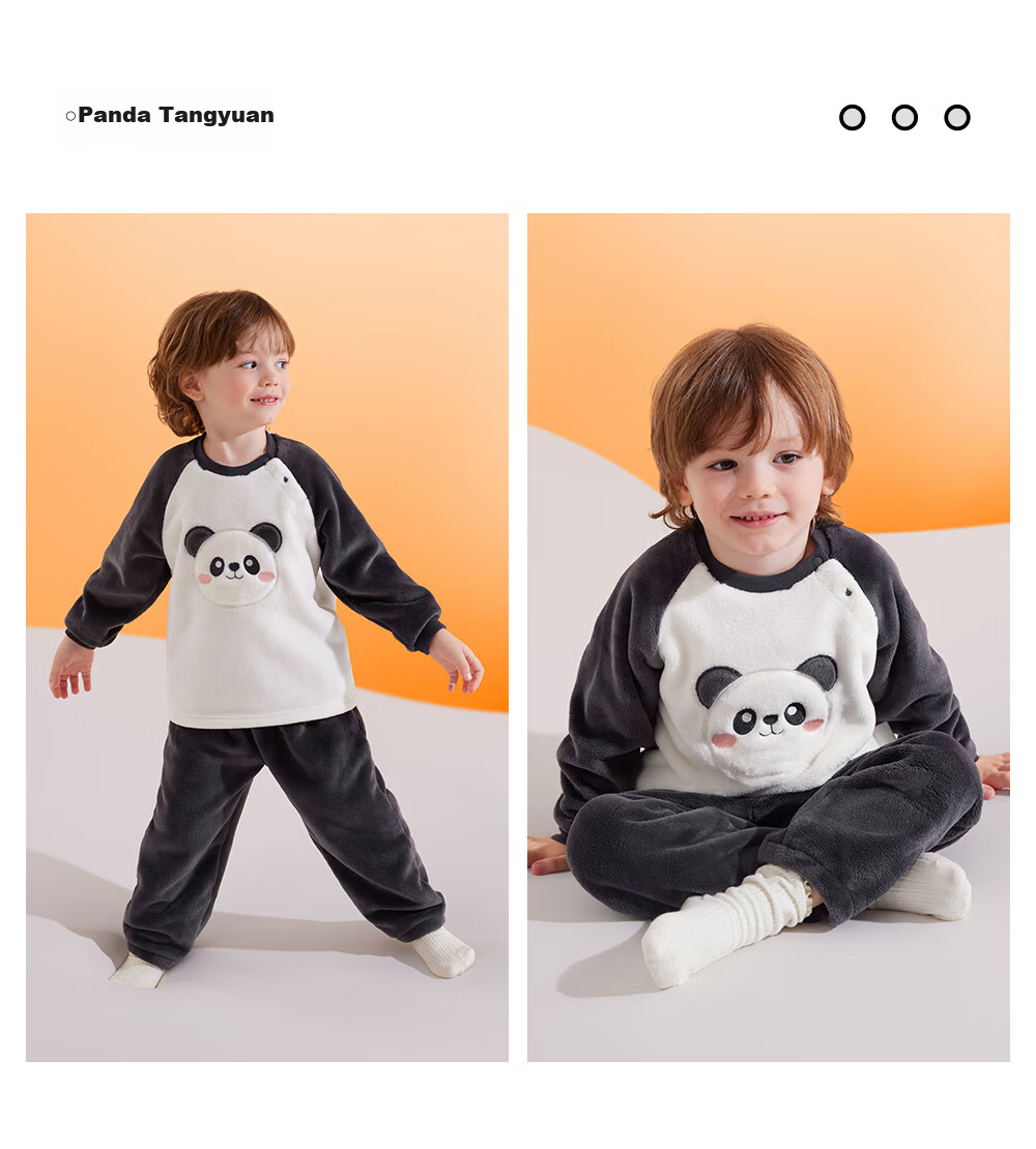 Betis Children's Winter Pajamas New Baby Homewear Set Flannel Fleece Thickened Warm Boys Girls 43