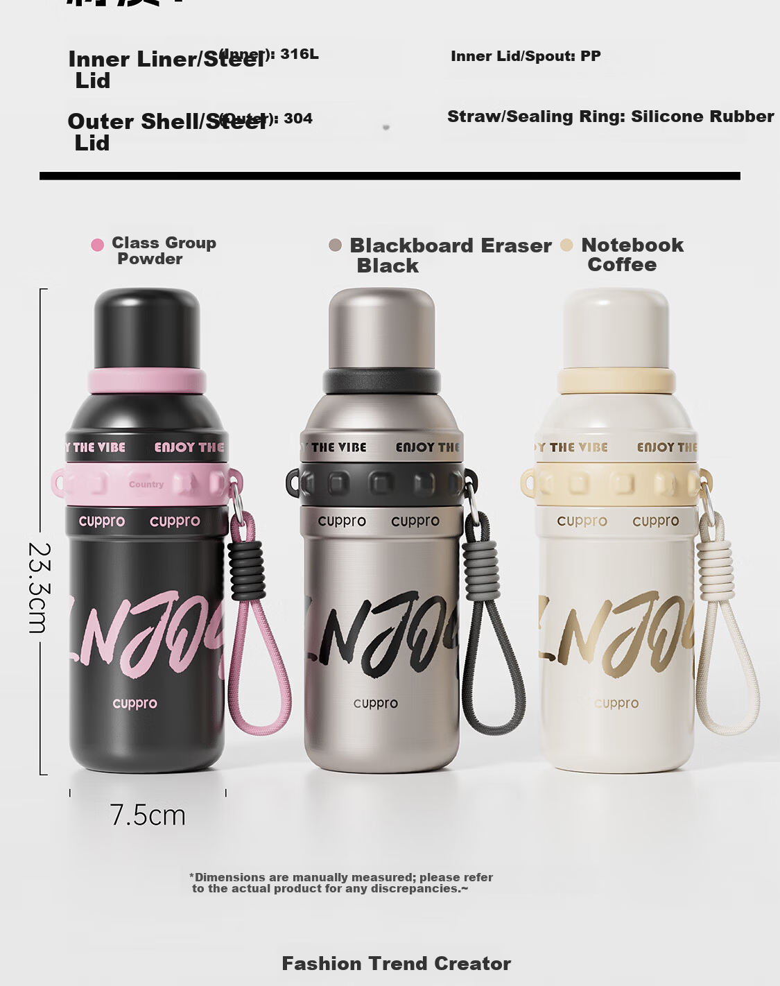 CUPPRO TikTok Hot Sale Large Capacity Insulated Water Bottle 316L Stainless Steel Portable Straw Cup for Men and Women 19