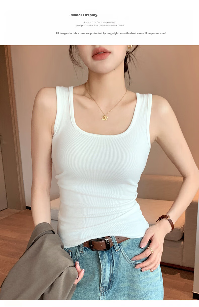 Langsha Wide Strap Camisole Vest for Women 2026 New Large U-Neck Slim Fit Breast Coverage Outerwear Slimming Base Top 14