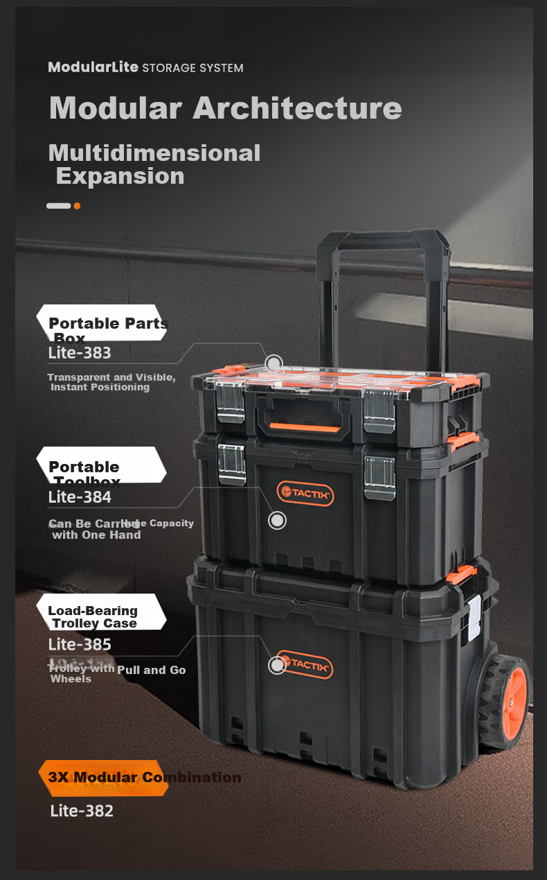 Tactix Combination Telescopic Toolbox Visible Parts Box Industrial Grade Vehicle Stackable Large Household Storage Box 320383 7