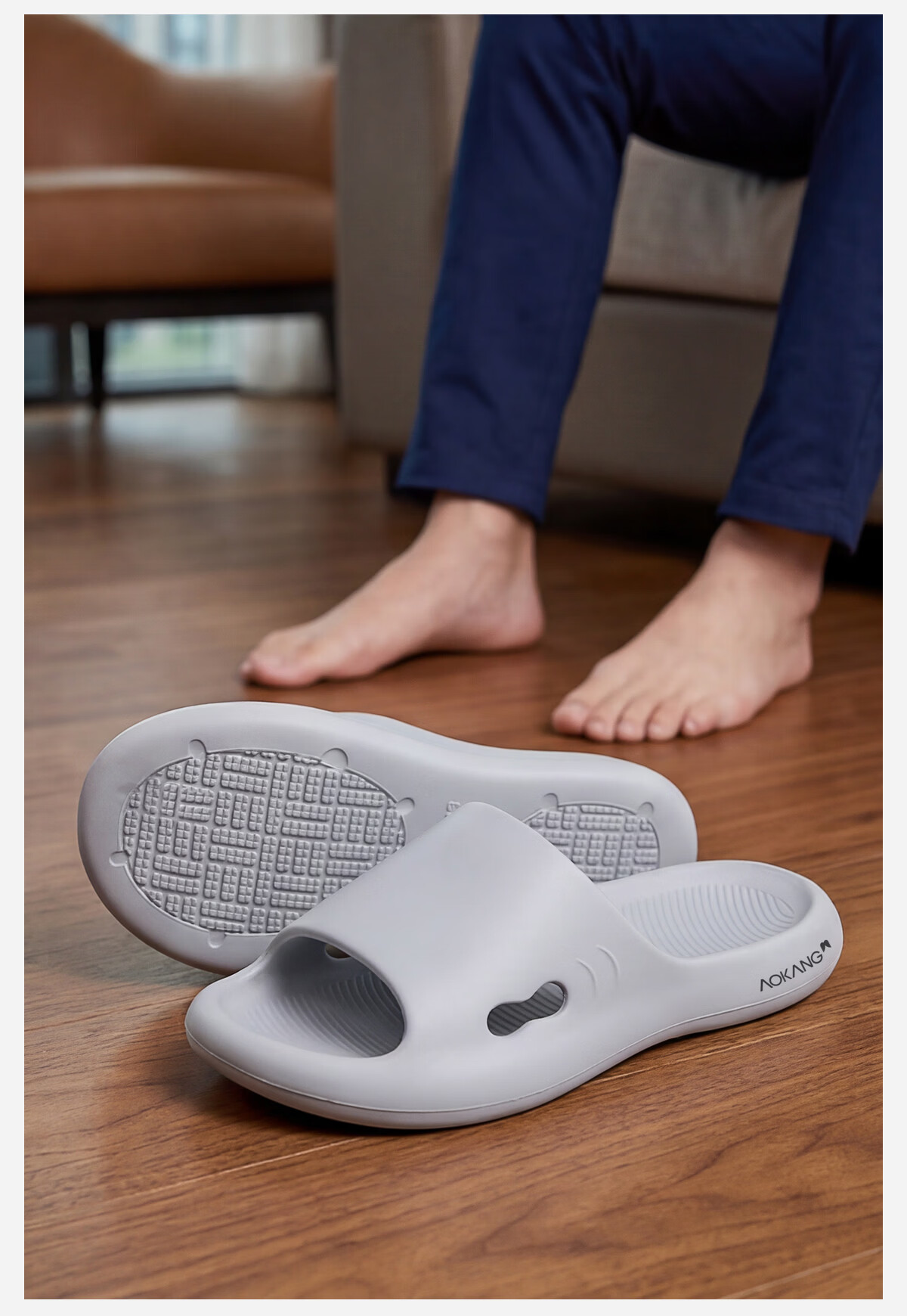 Aokang Men's Summer Home Antibacterial EVA Bathroom Shower Non-Slip Soft Sole Slippers Couple Outdoor Sandals 7