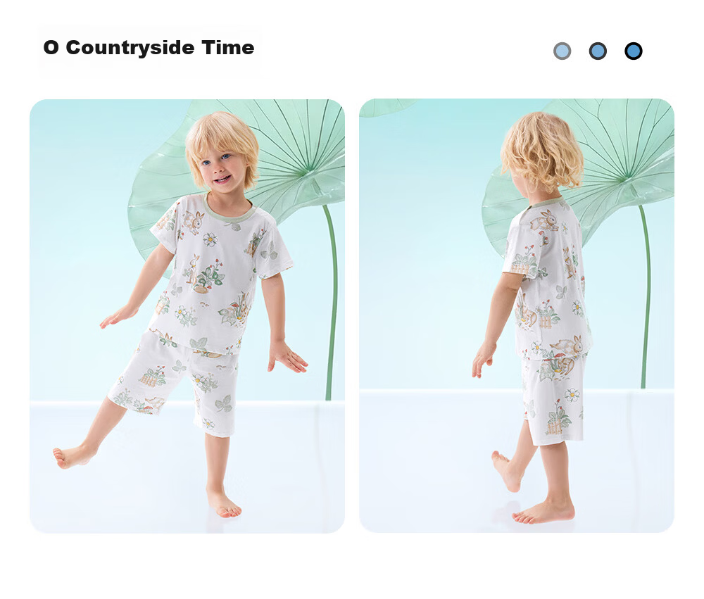 Betis Kids Pajamas Boys Short Sleeve Summer Cotton 2026 New Girls Ice Silk Baby Homewear Set 19