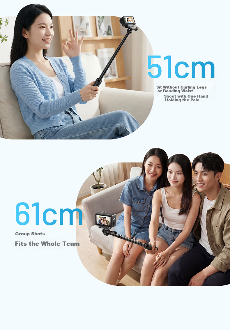 Yangfeisi [First Release Bestseller] Compatible with DJI Action6/Action5 Pro/Action4 Selfie Stick Handheld Holder Portable Extension Rod Tripod Sports Camera Accessories 8