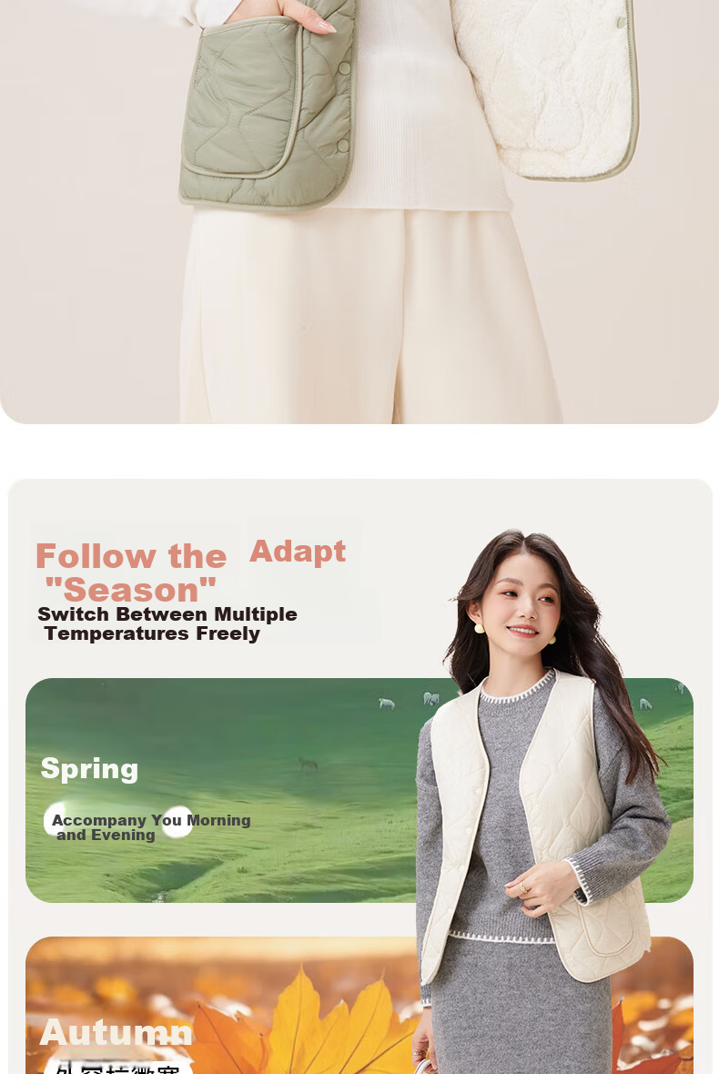 Urban Beauty Women's Thermal Vest Wool Sleeveless Jacket Lightweight Fleece Thickened Heated Vest for Spring Autumn Winter 10
