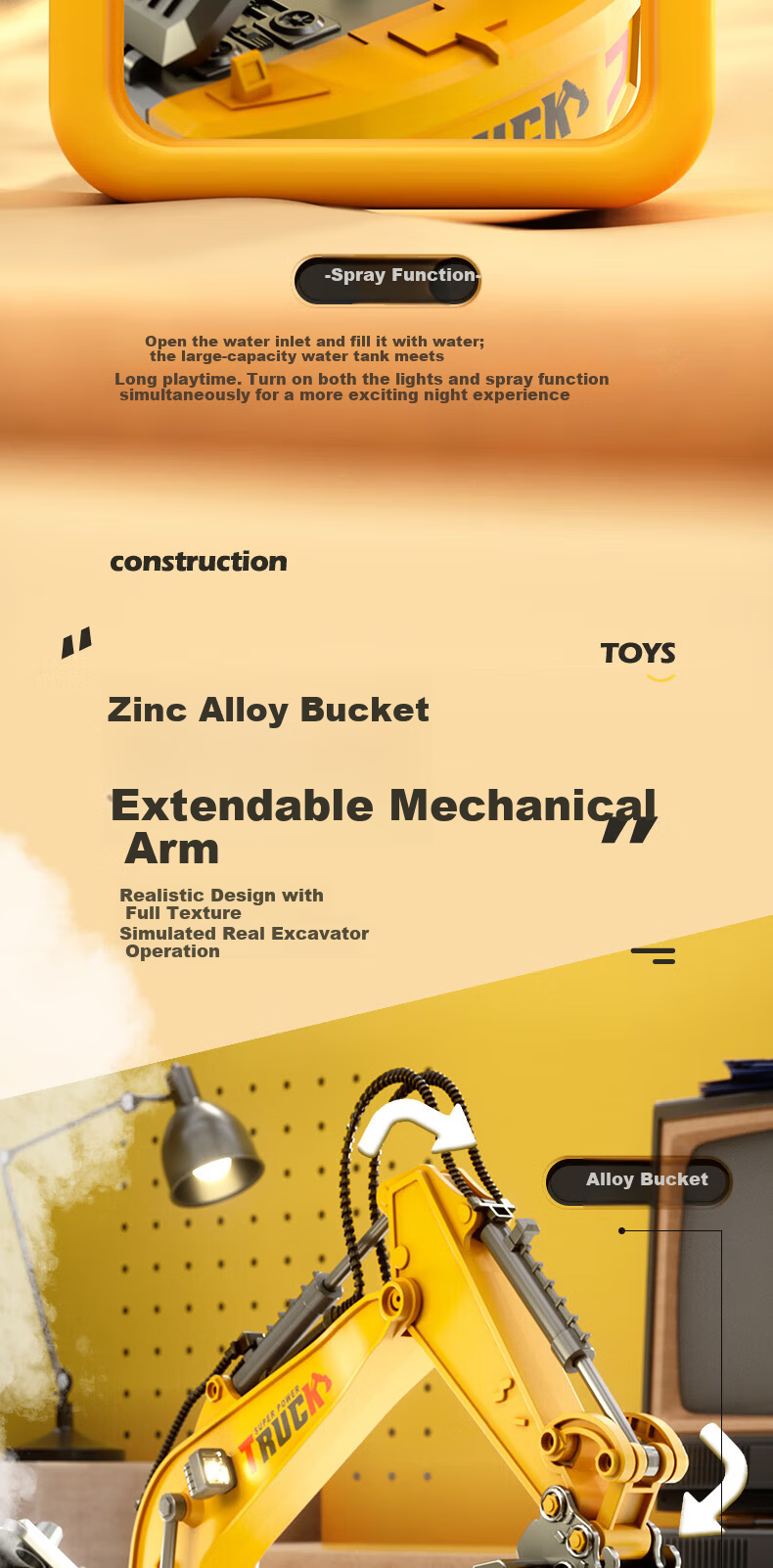 LIVING STONES Remote Control Excavator Alloy Large Kids Toy Boys Realistic Engineering Vehicle Electric Car Children's Day Gift 9
