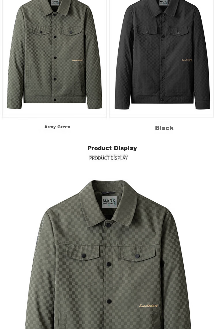 MARK FAIRWHALE Checkered Lapel Casual Jacket Men's Spring Autumn Youth Trendy Embroidered Windproof Coat 9