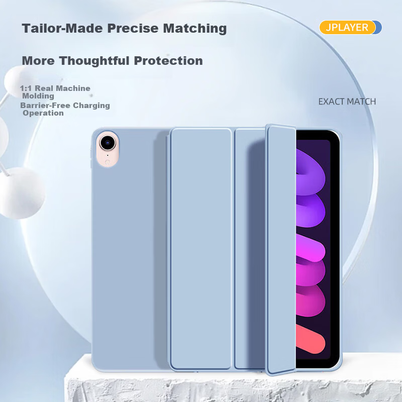 JPLAYER Xiaomi Pad6/6Pro 11-inch Tablet Case 2023 Model Tri-fold Smart Sleep Full Coverage Shockproof Black Leather Cover