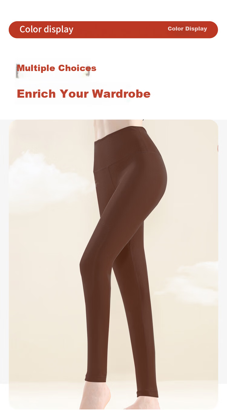LangSha High Waist Women's Autumn Thermal Pants Thin Wool Silk Leggings Waist and Knee Support Extended Patch Plus Size Warm Pants 5