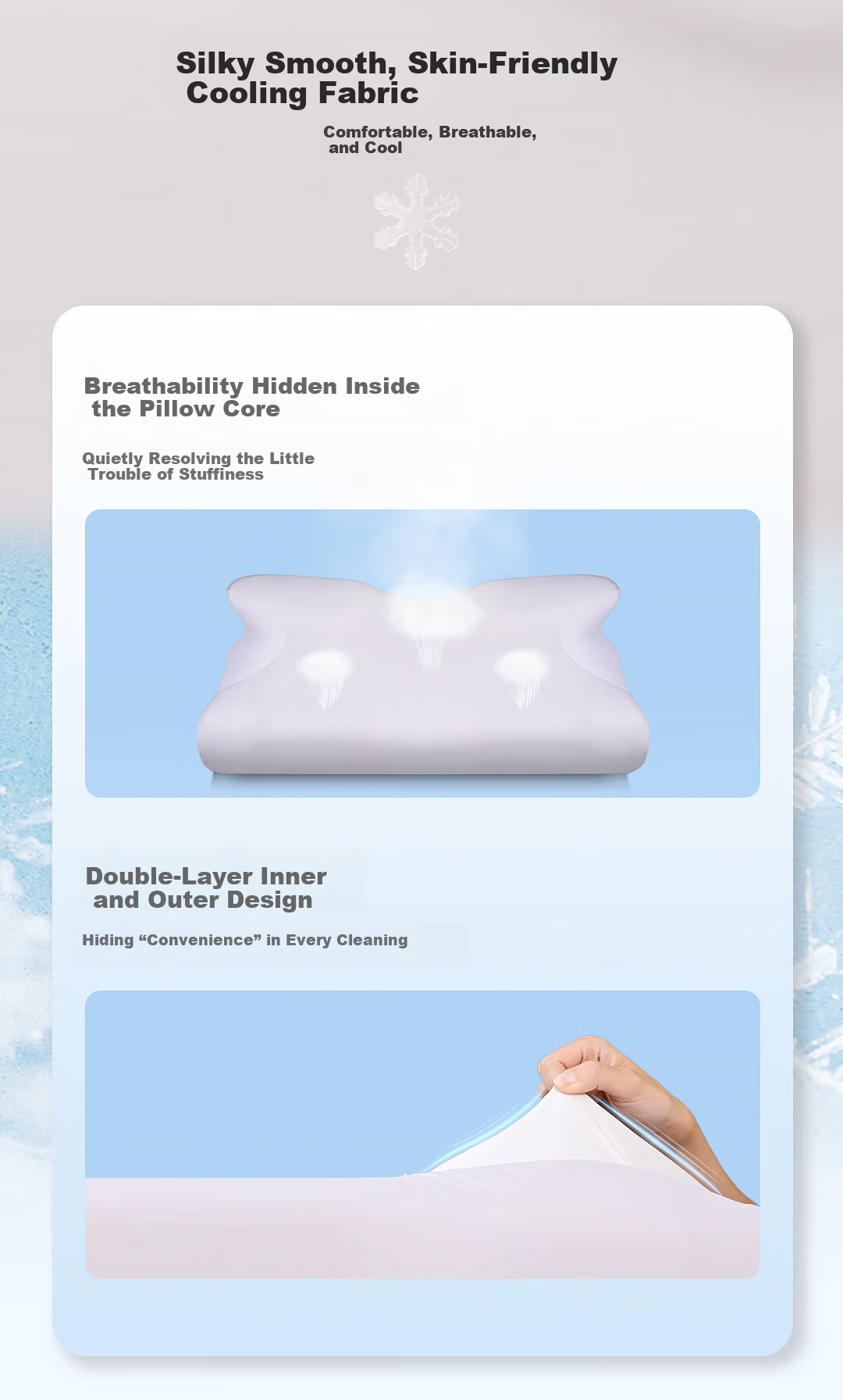 Haier Health Care Memory Foam Cloud Soft Contoured Cervical Pillow Zoned Soft Resilient Side Sleep Neck Support Memory Pillow 8