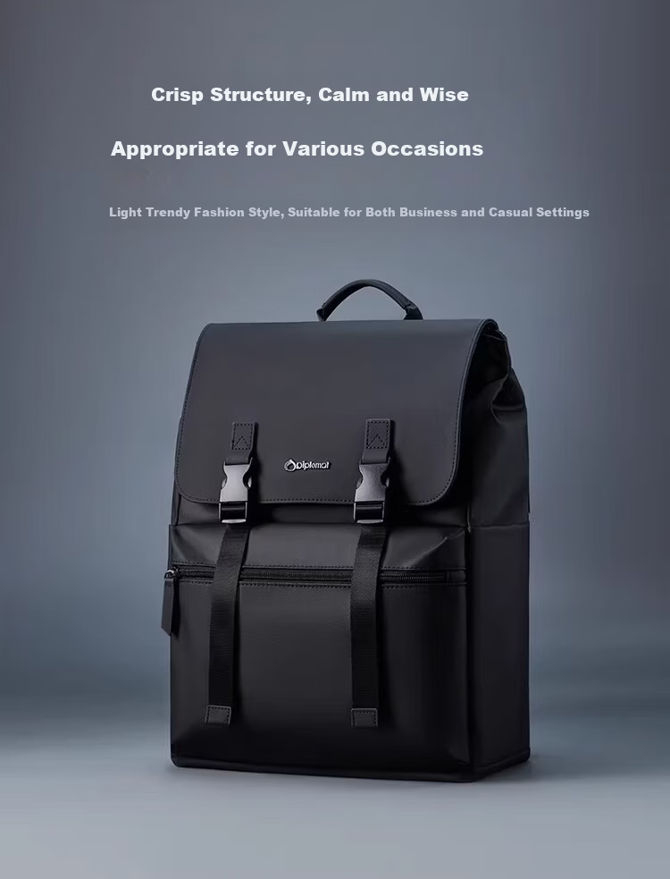 Diplomat Fashion Casual Backpack Business Large Capacity Laptop Bag DB-2713L Black 7