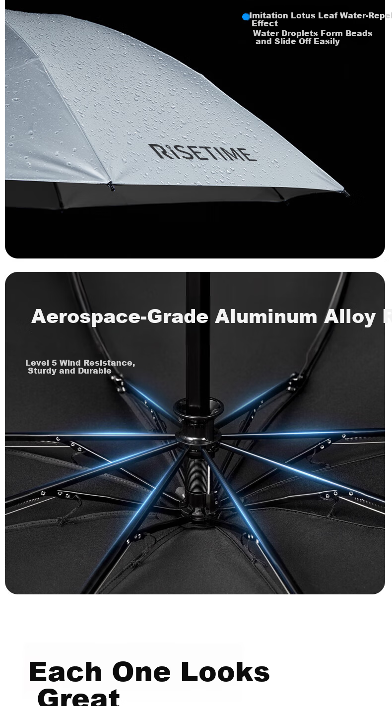 Full-Automatic Electric Umbrella Smart Automatic Rain Umbrella Dual-Use Sun and Rain Umbrella Sunshade Black Coating UV Protection Sun Umbrella 10