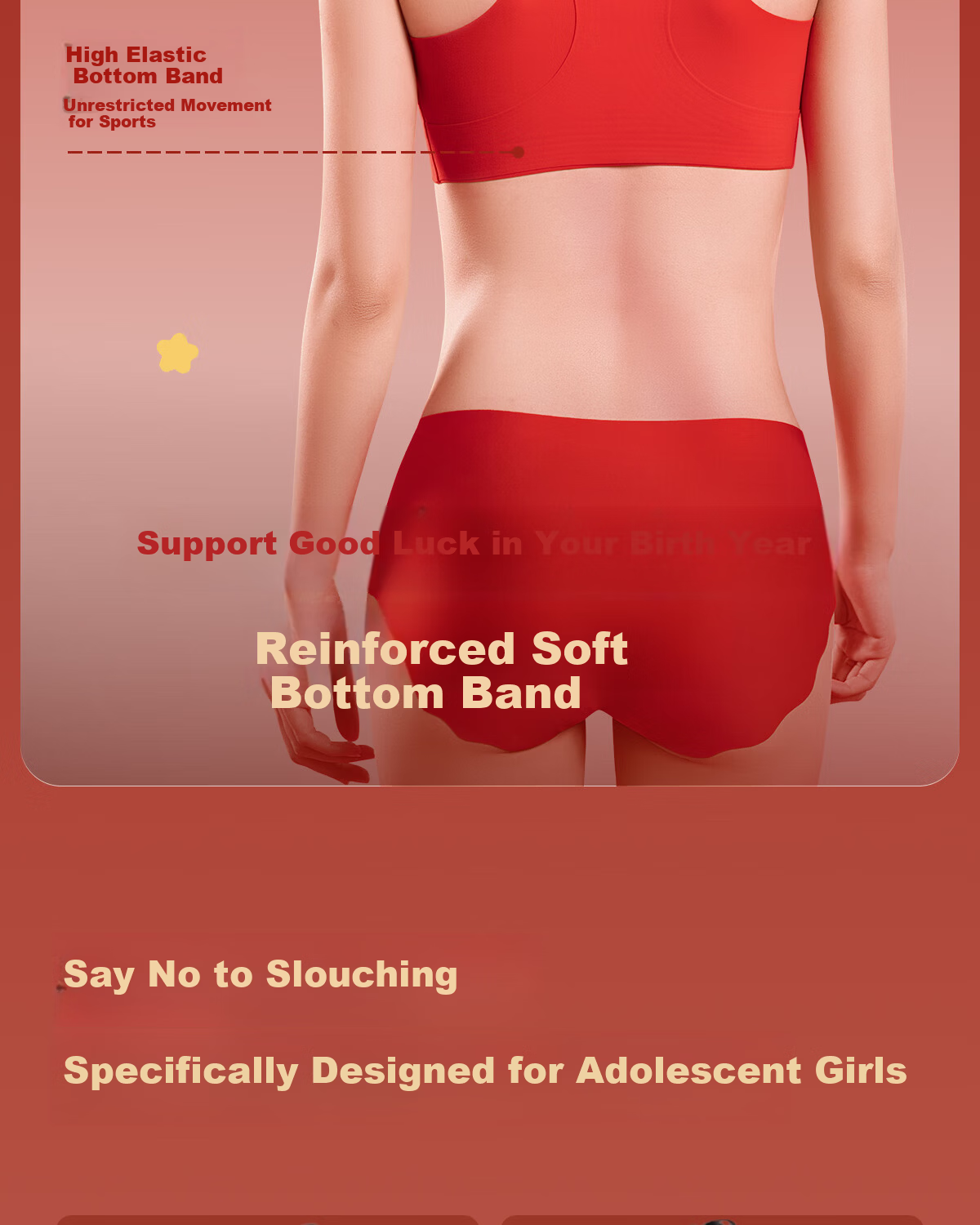 GRACEWELL Girls' Red Lunar New Year Underwear Set 2026 Year of the Horse Clothes Children's Adolescent Bra Vest Age 12 19