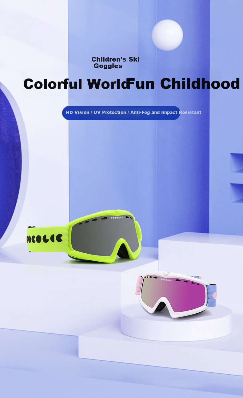 COCOLIC Kids Double-Layer Cylindrical Ski Goggles Anti-Fog Impact-Resistant Snowboarding Eyewear for Ages 2-6 CCL03B-C3203 1