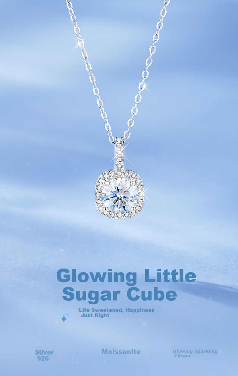 GLTEN One-Kilogram Small Sugar Cube Silver Necklace for Women, 2026 New High-End Style Birthday Gift for Girlfriend Or Wife 1