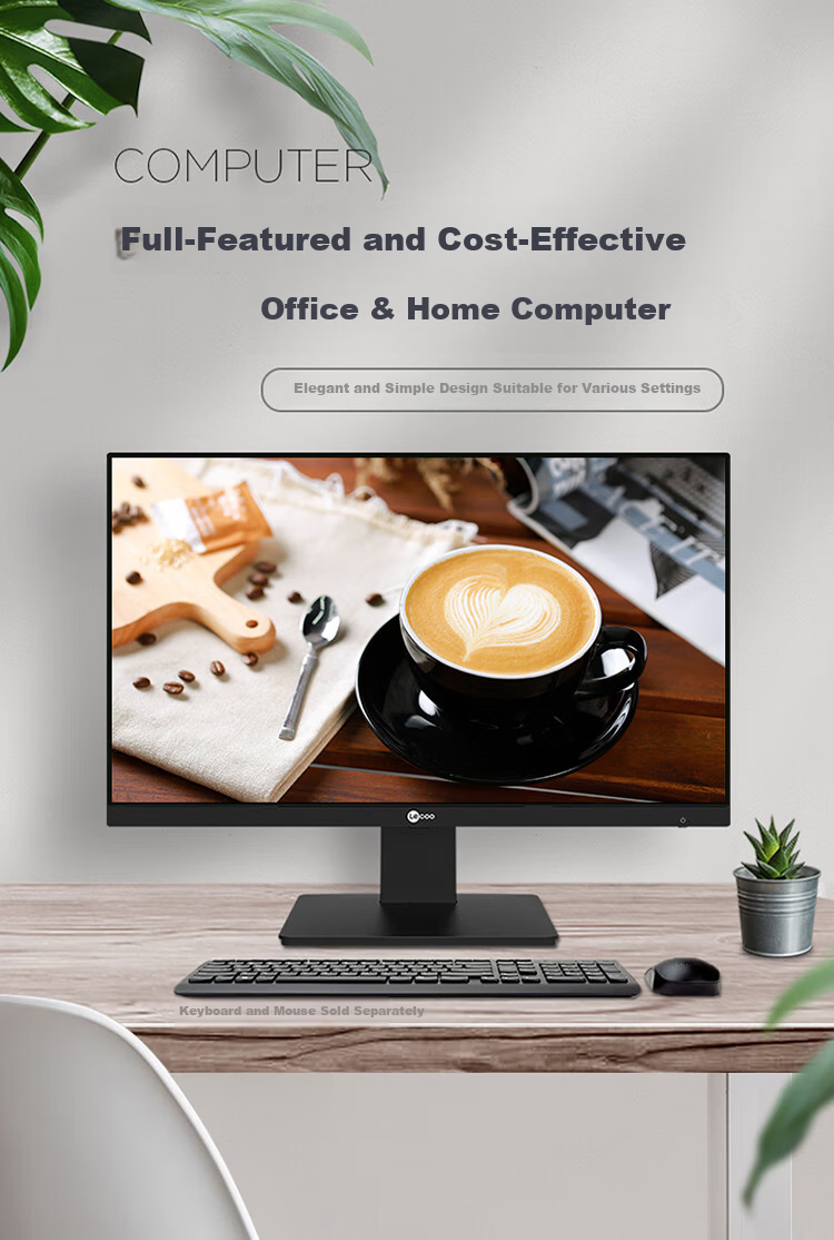 Lecoo Lenovo All-in-One Desktop Computer 23.8-inch Business Office Home PC (R5-3500U 16GB+512GB) 1