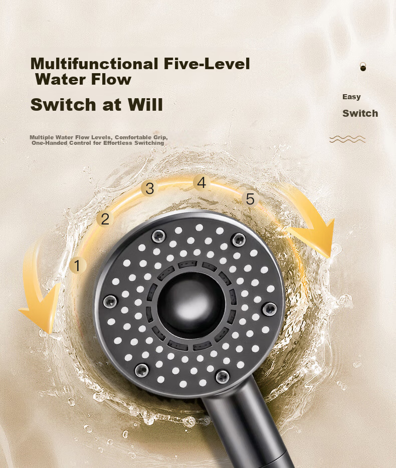Jingmi Premium Handheld Shower Head Single Nozzle Pressure Boosting Bathroom Spray Five-Mode Water Purification Filter Shower Head 4