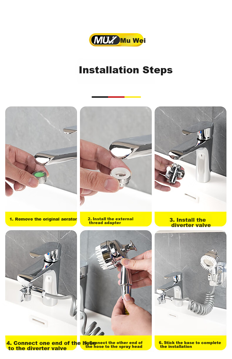 Muvi Faucet Extender External Booster Shower Head Washing Hair Tool Face Basin Mouth Rinse Splitter Adapter 2-in-1 13