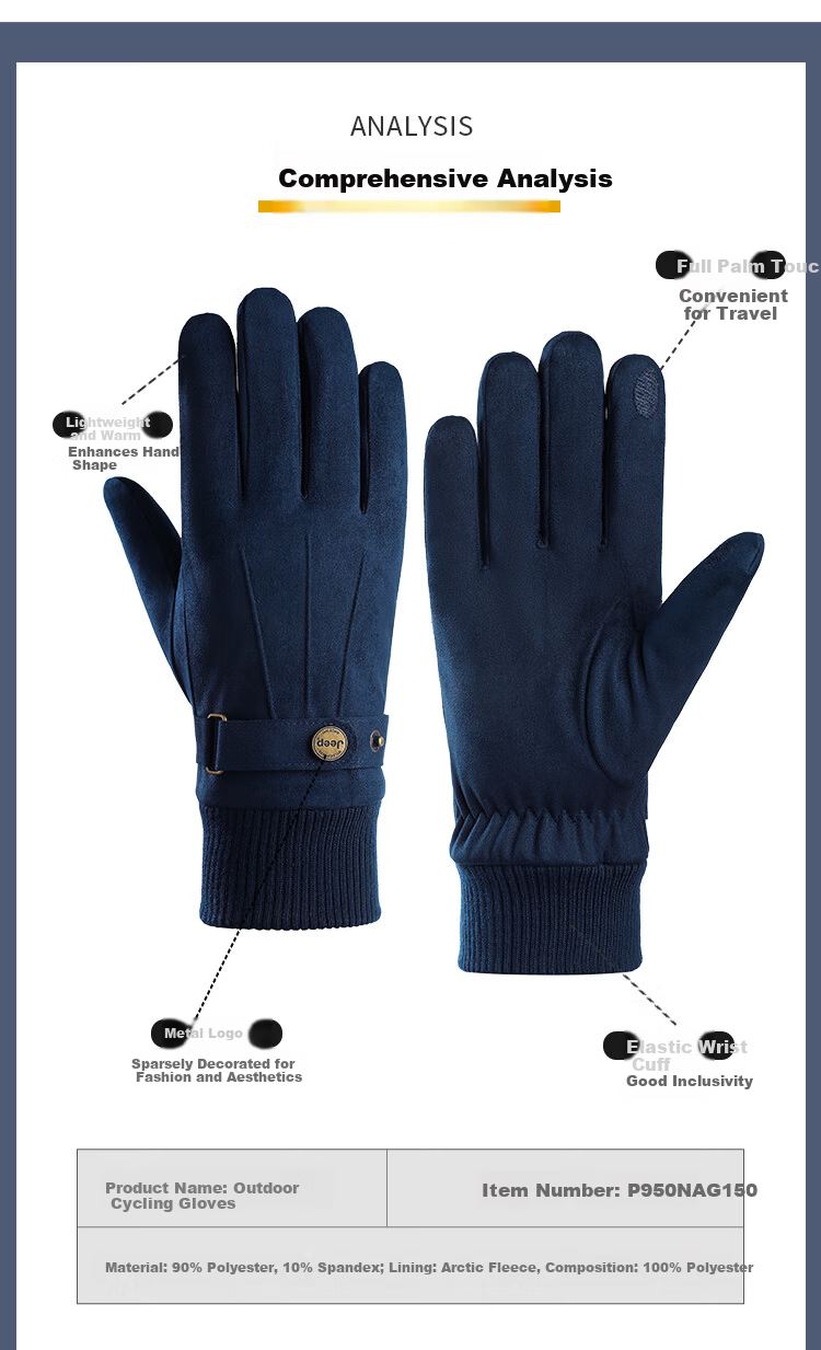 JEEP Winter Riding Cotton Gloves for Men, Fleece Lined, Thickened Cowhide Velvet Touchscreen Motorcycle Electric Bike Windproof Warm Gloves 8