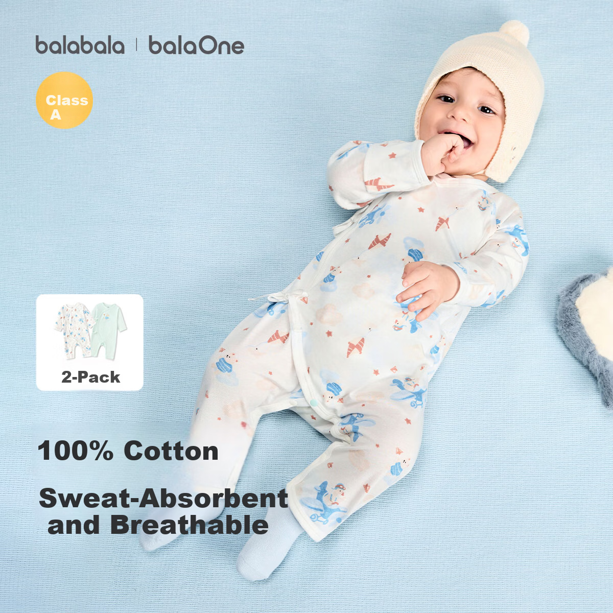 Balabala Baby Romper Newborn 2026 Spring Autumn Two-Piece Cotton Crawling Suit Cute Infant Bodysuit