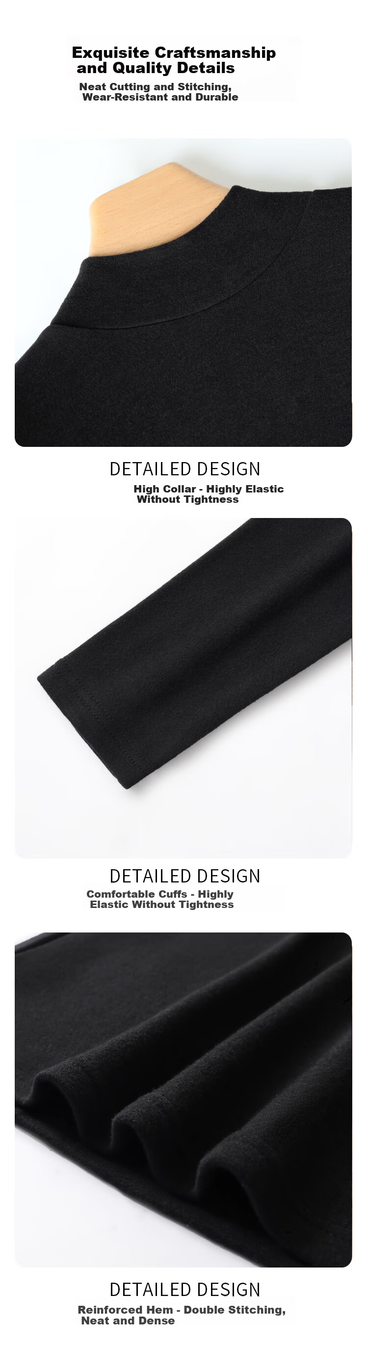 Yuzhaolin Women's Half Turtleneck Base Shirt with Hyaluronic Acid Double-Sided Fleece Thermal Innerwear Top Black 5