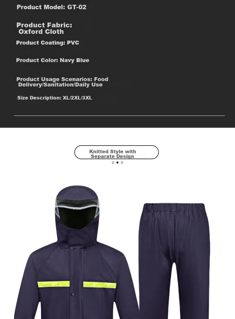 Gongtai Thickened Adult Two-Piece Raincoat And Rain Pants Set, Windproof And Waterproof Outdoor Reflective Cycling Suit, 2XL 7