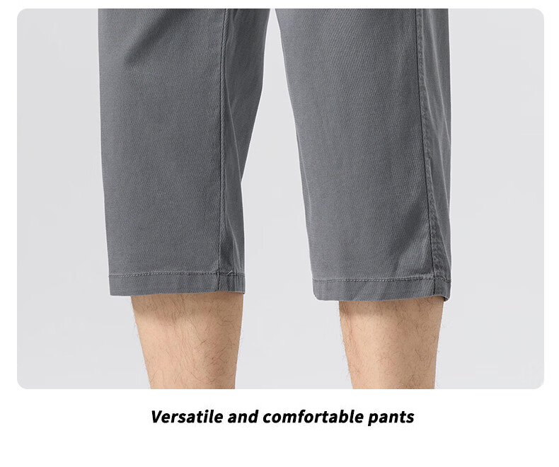 ROMON Men's Summer Lyocell Lightweight Breathable Stretch Sports Casual Straight-Leg Cropped Pants 633 Gray 28 27