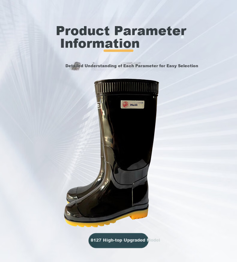 Warrior High Tube Rain Boots Waterproof Outdoor Non-Slip Rubber Shoes Reflective Patch Upgrade Model 8127 Black Size 45 11