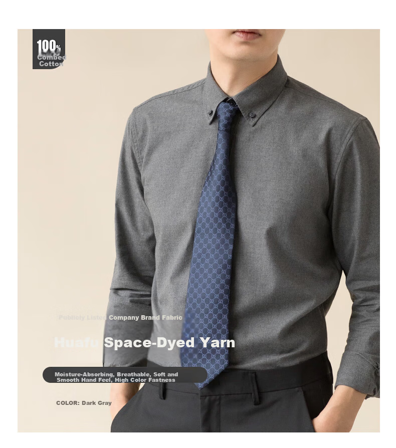 BLACKMONDAY Premium Cotton Yarn-Dyed Long Sleeve Shirt Men Autumn Winter 100% Cotton Business Casual Dress Shirt 1