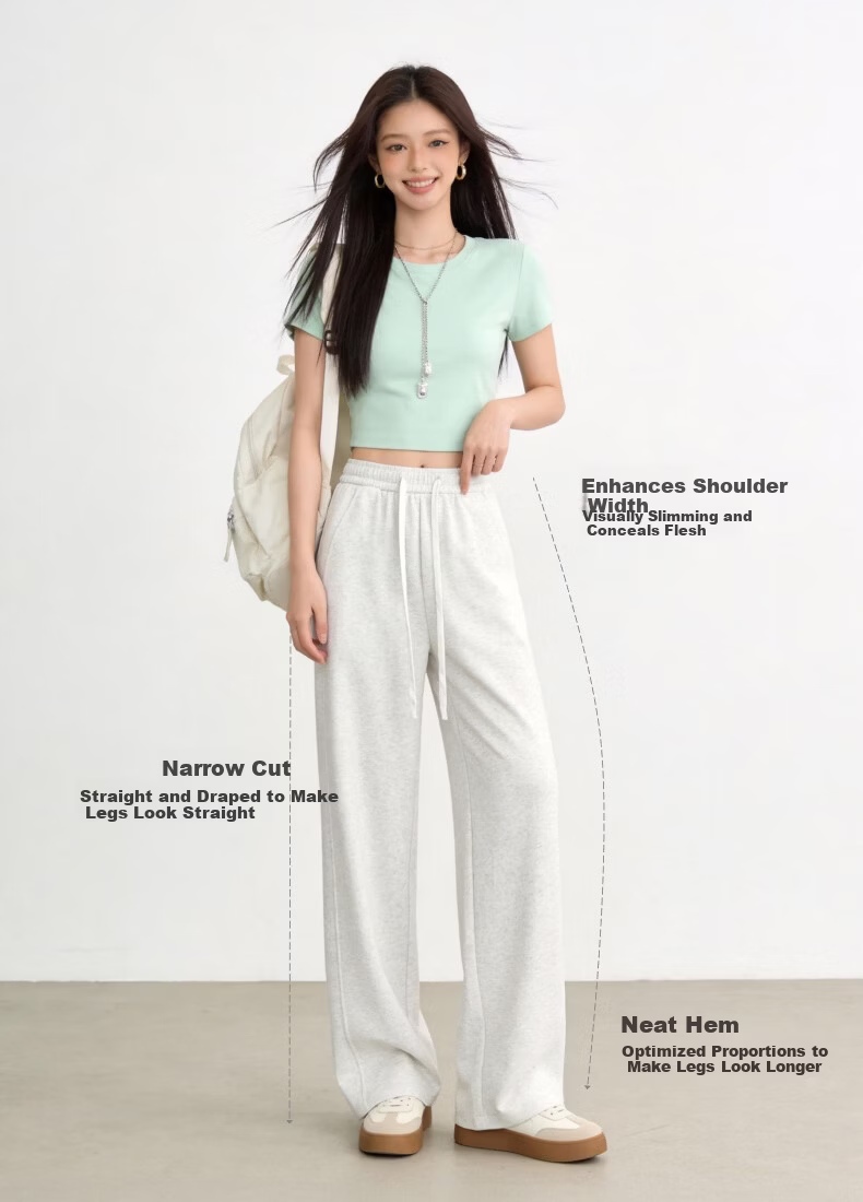Xiangyi Lover 3D Curved Blade 26 Spring New Narrow Version Banana Wide-Leg Pants Straight-Leg Women's Sweatpants Casual Sports Pants 7