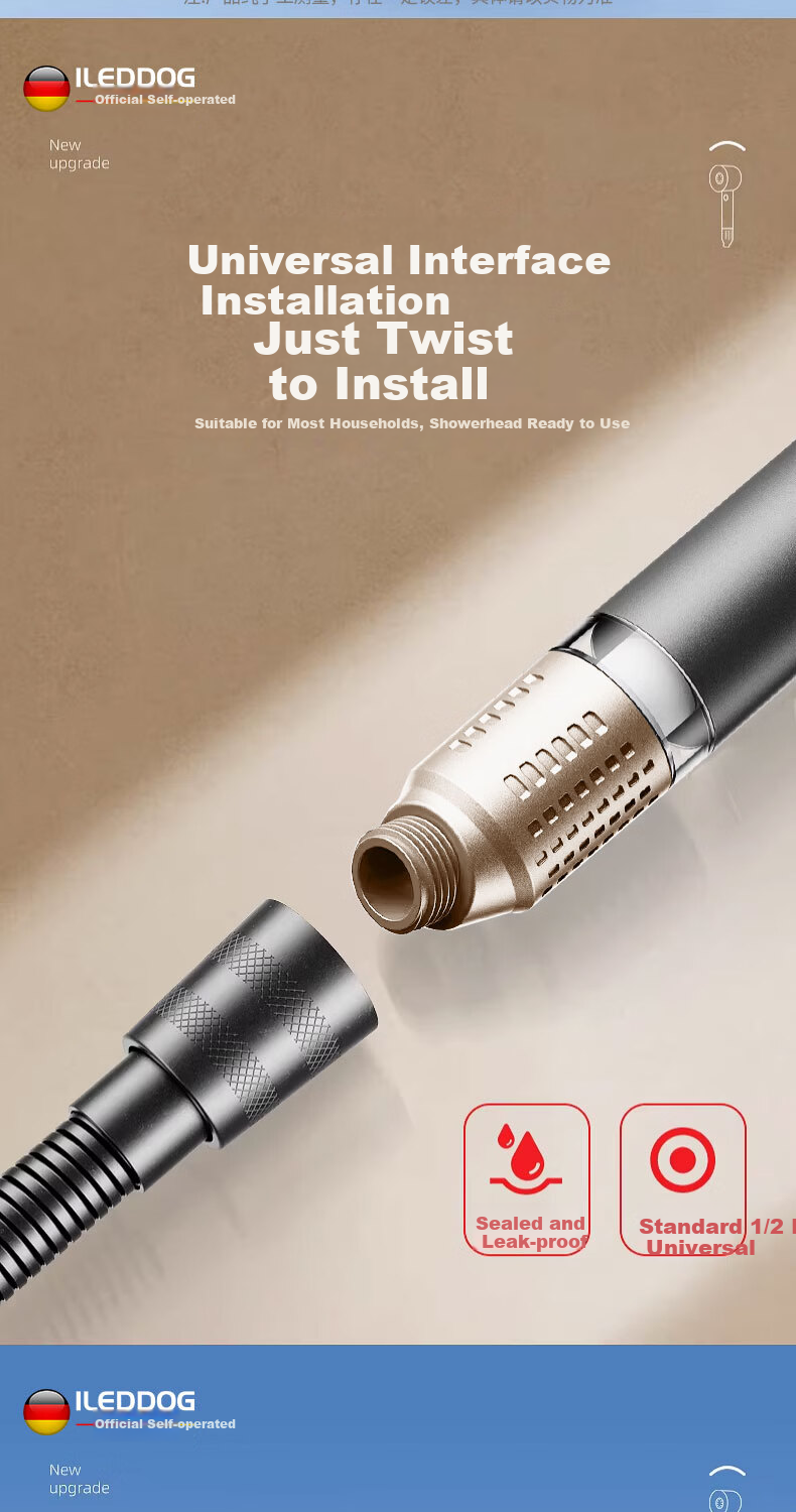 ILeddog [Germany] Dual Turbocharged Shower Head Home Bathing Filter Showerhead Set LP-79 15
