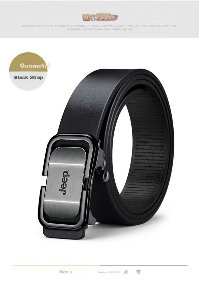JEEP Men's Genuine Leather Automatic Buckle Toothless Inner-Wear Waist Belt 2026 New Father's Day Gift for Dad 13